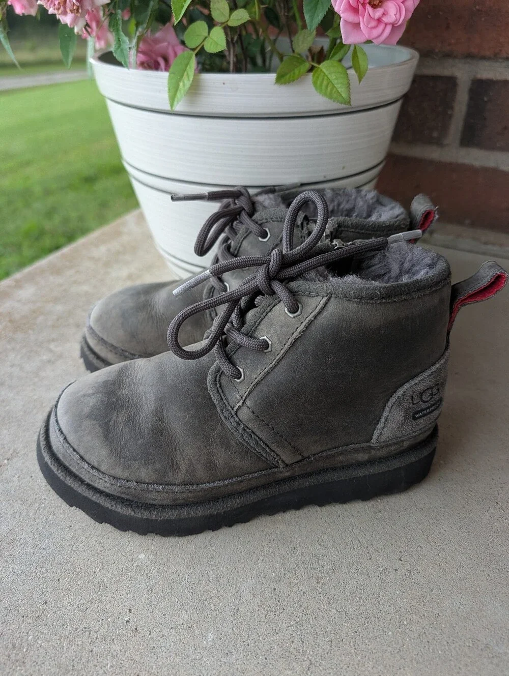 🥰EUC UGG Australia Neumel II Waterproof Lace Up Suede/Sherpa Ankle Boots, 12K